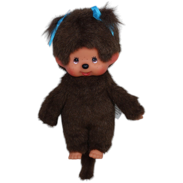 Monchhichi, Mädchen mit Zöpfen und blauer Schleife