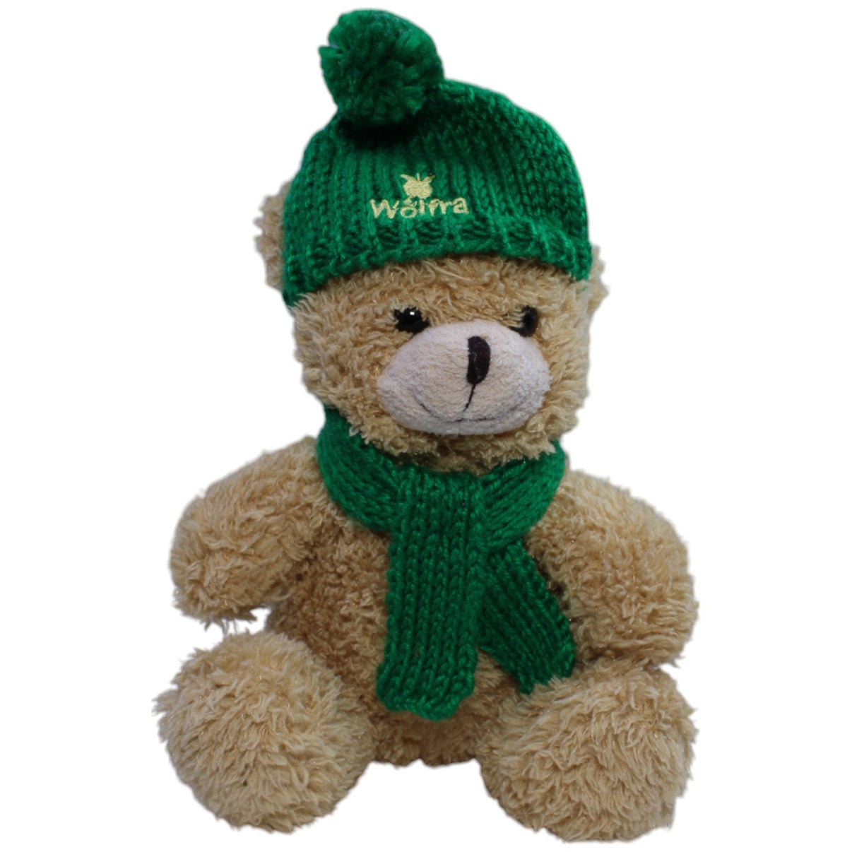 123000013089 Hümmer Werbung GmbH Wolfra, Bär mit grüner Mütze und Schal Kuscheltier Kumpel Leo Gebraucht