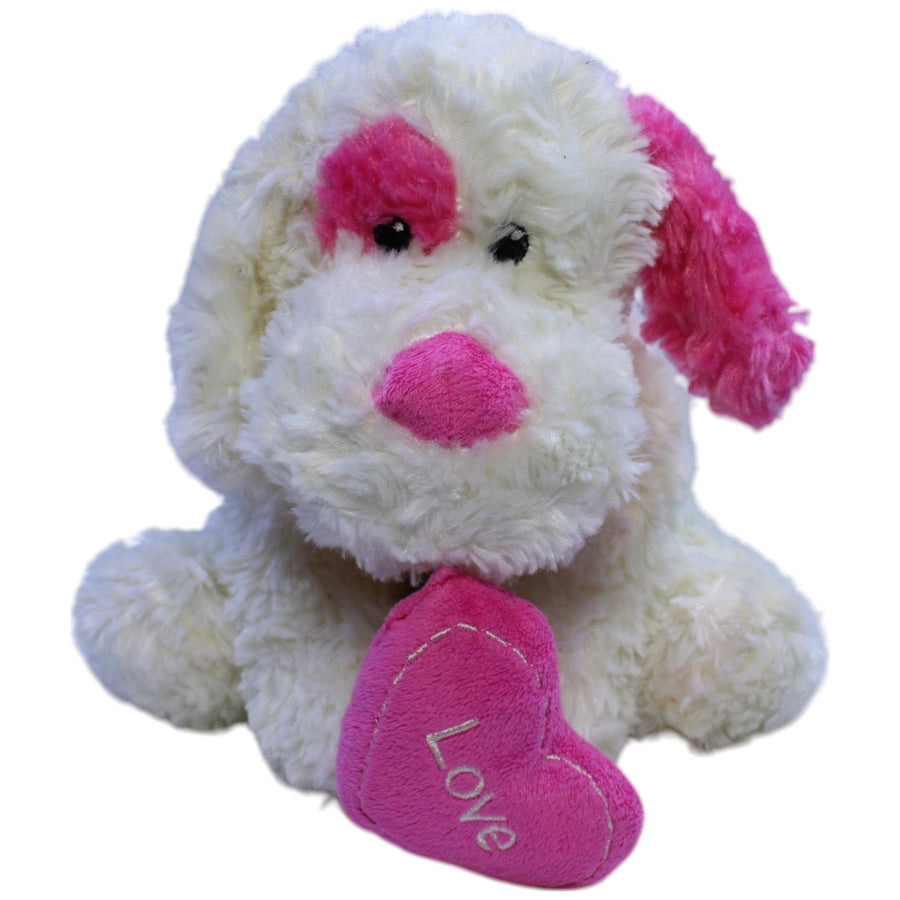 Hund mit rosa Herz "Love", weiß-pink