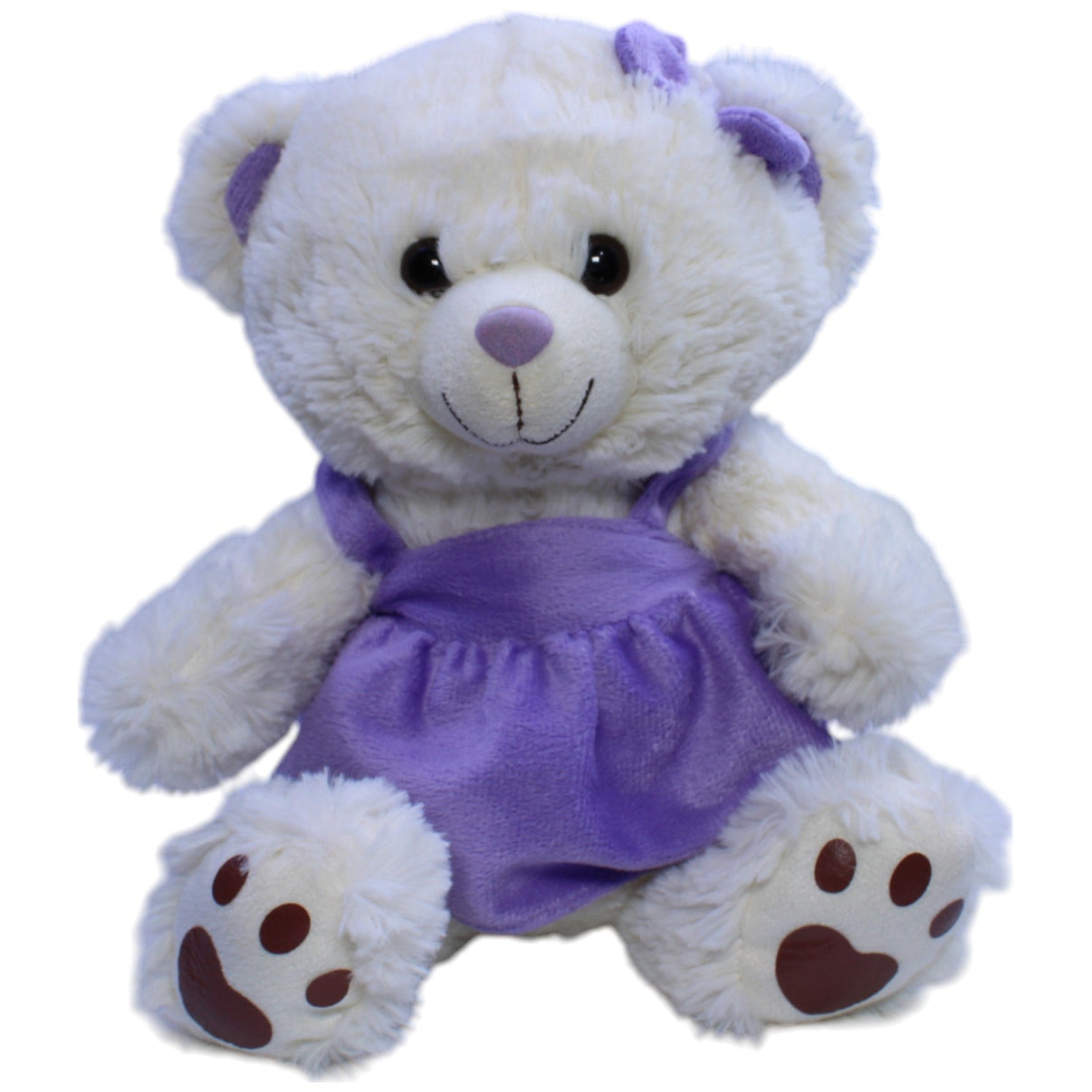 123000013345 Sunkid Süße Teddybärin mit lila Kleid Kuscheltier Kumpel Leo Gebraucht Teddy Teddybär