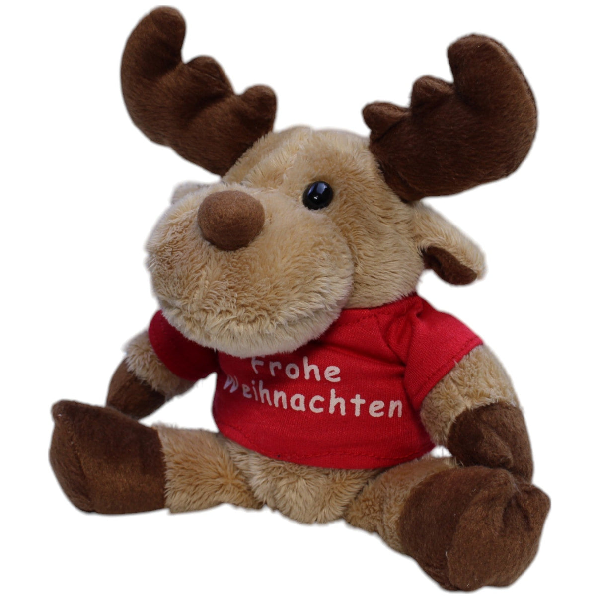 123000013449 Unbekannt Elch mit Shirt "Frohe Weihnachten" Kuscheltier Kumpel Leo Gebraucht
