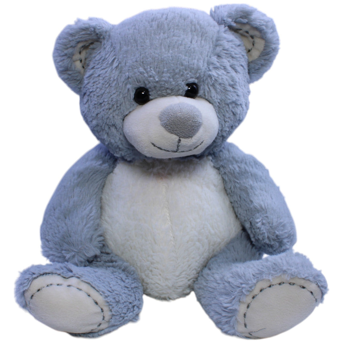 123000013481 Unbekannt Grauer Teddybär mit weißem Bauch, sitzend Kuscheltier Kumpel Leo Gebraucht Teddy Teddybär