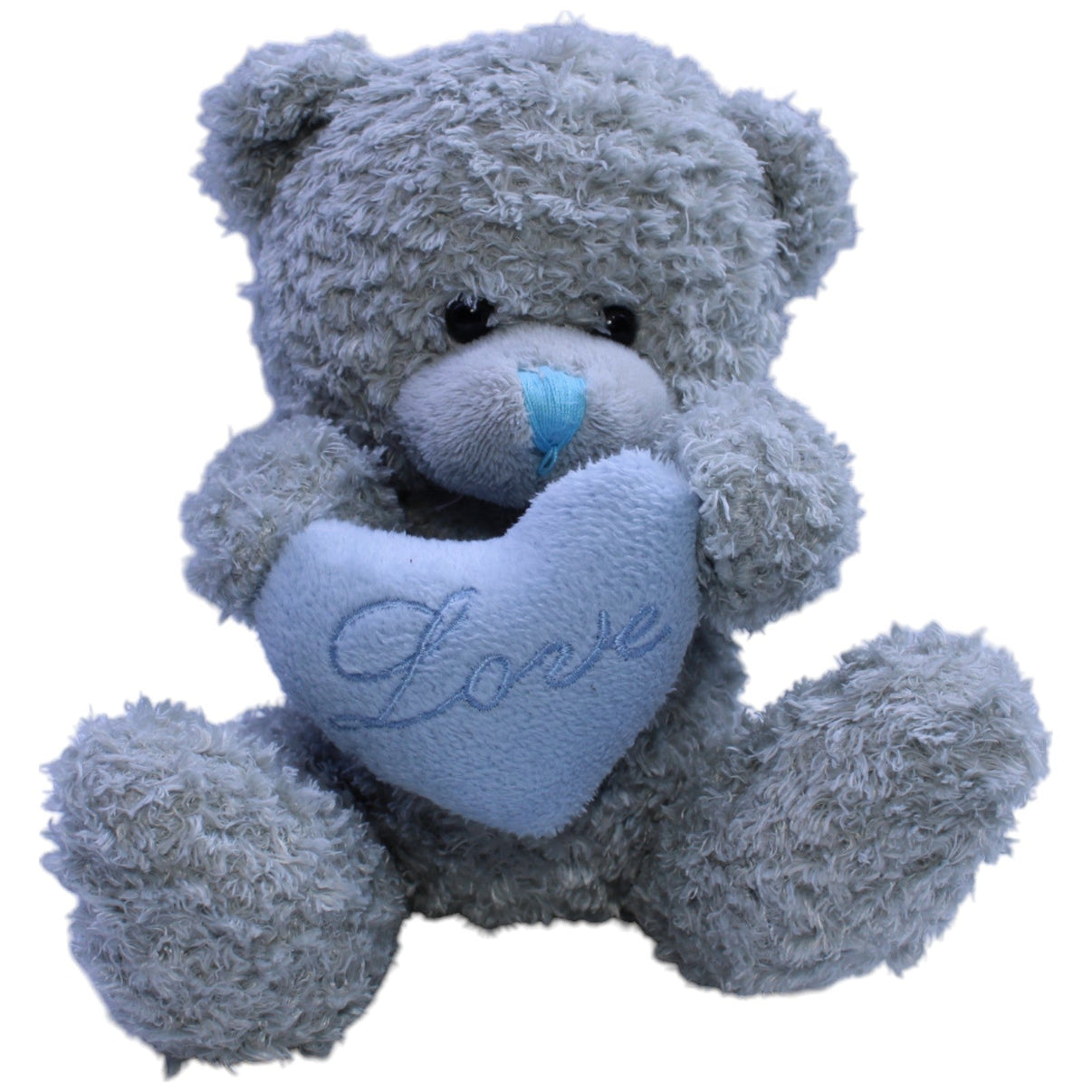 123000013629 TEDI Trendy Plüsch, grauer Teddy mit Herz "Love" Kuscheltier Kumpel Leo Gebraucht Teddy Teddybär