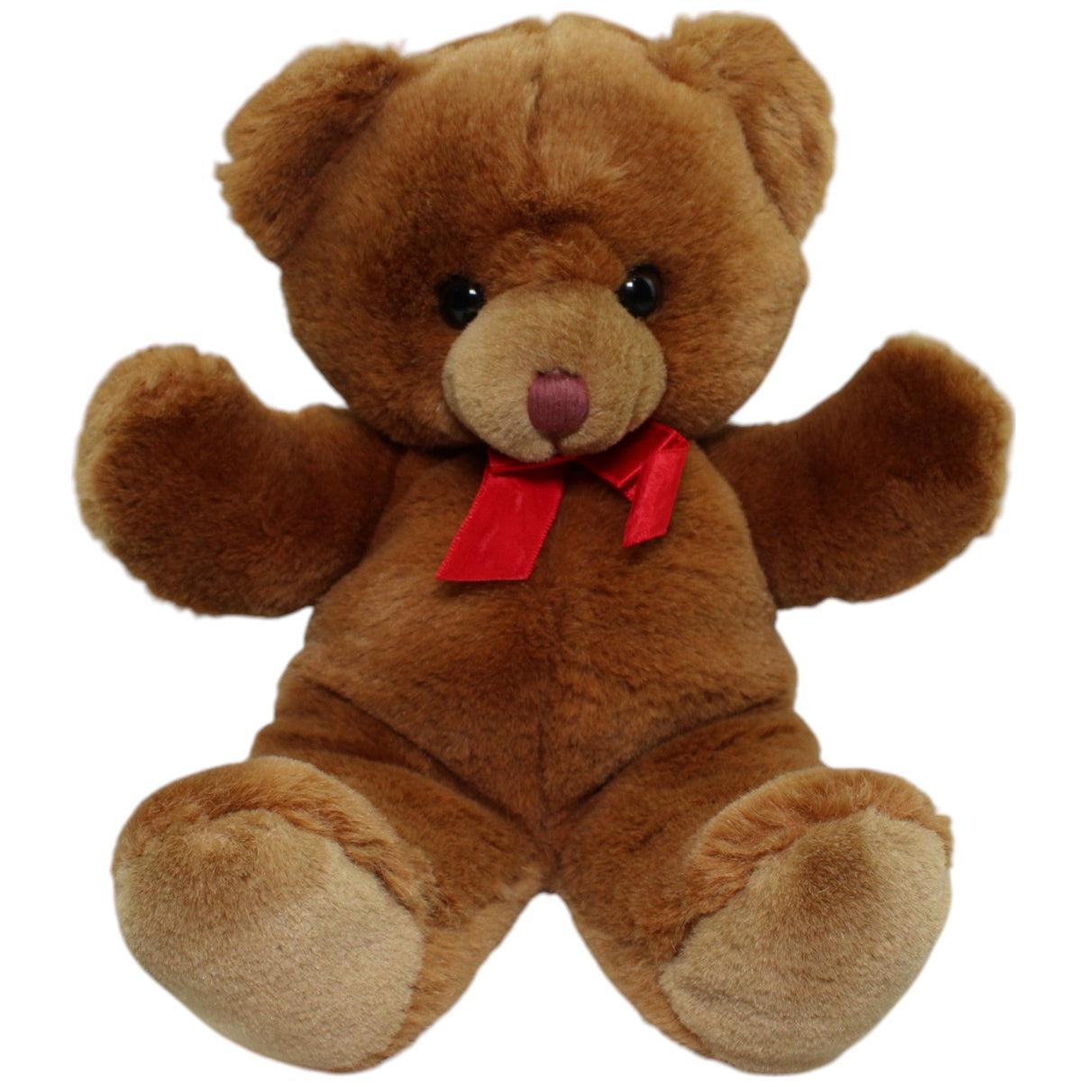 123000013661 Russ Berrie Teddybär mit roter Schleife, Cinnamon Jr. Kuscheltier Kumpel Leo Gebraucht Teddy Teddybär