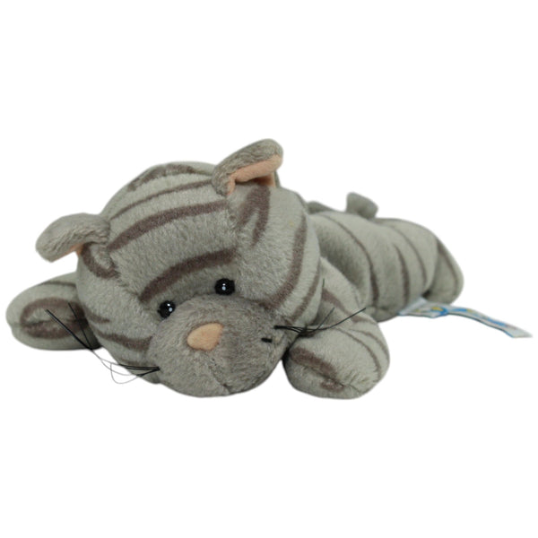 Kleine Katze liegend, dunkelgrau-gestreift