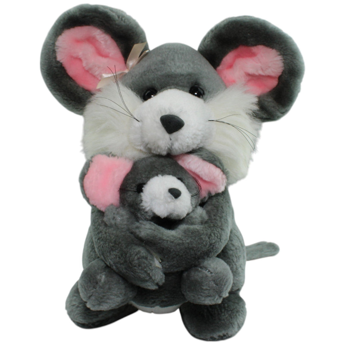 123000013705 Uni - Toys Mama Maus mit Baby und Klett - Händen Kuscheltier Kumpel Leo Gebraucht Vintage
