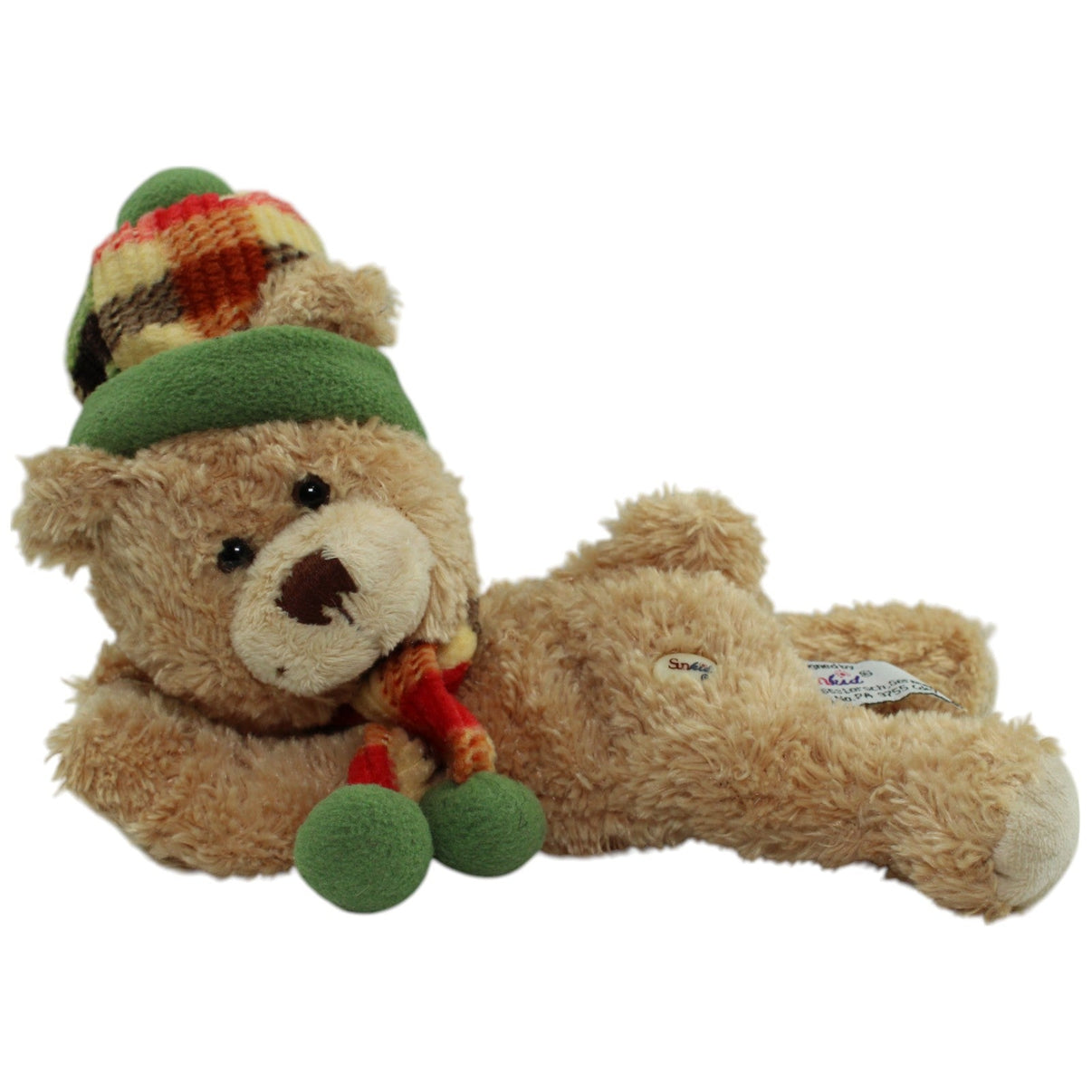 123000013741 Sunkid Liegender Teddybär mit Mütze und Schal Kuscheltier Kumpel Leo Gebraucht Teddy Teddybär