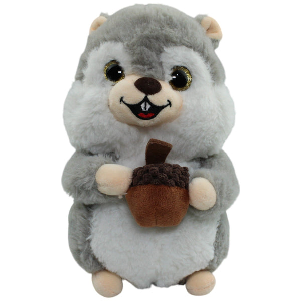 Eichhörnchen mit Nuss, grau