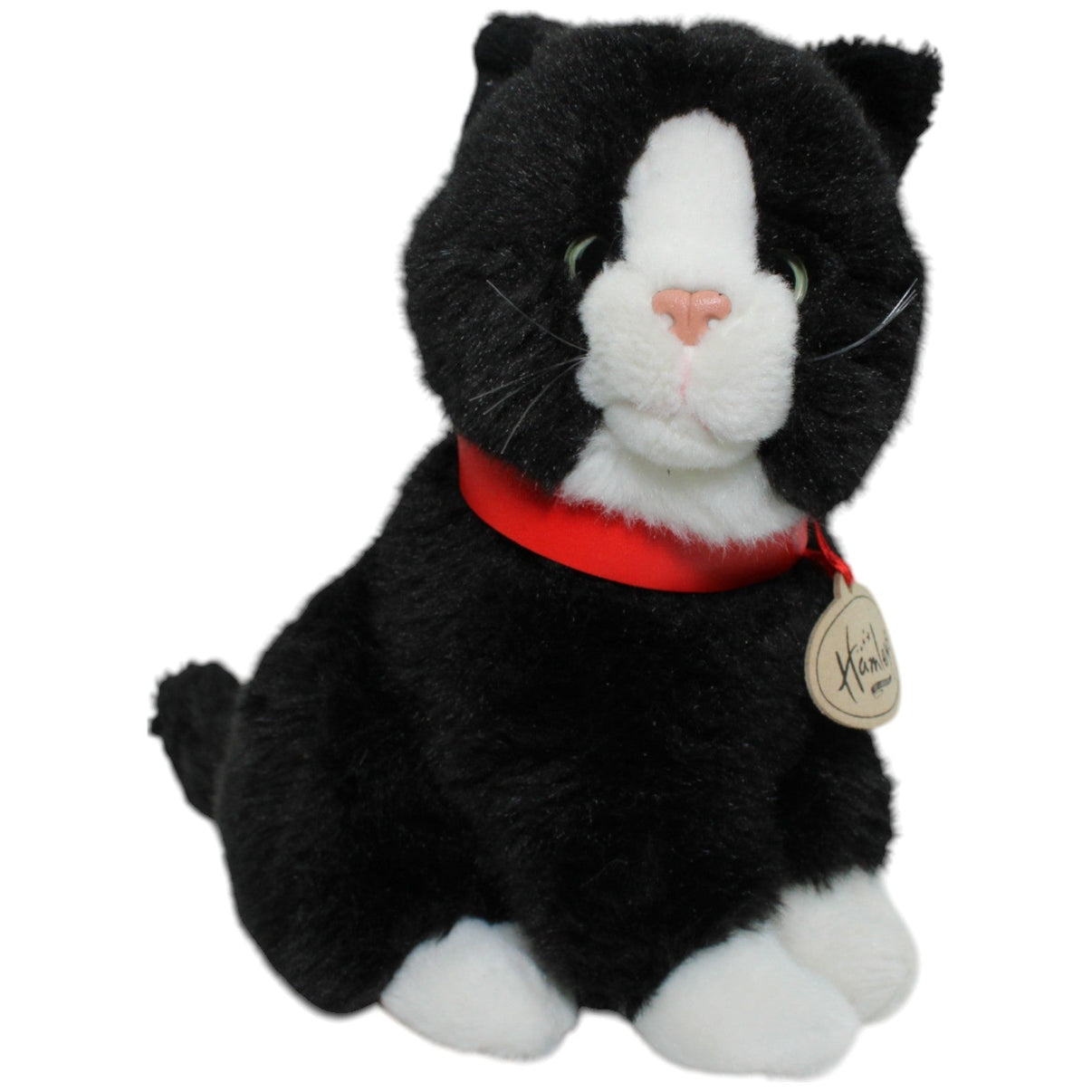 123000013817 Hamleys Süßes schwarze Katze mit weißen Pfoten, sitzend Kuscheltier Kumpel Leo Gebraucht