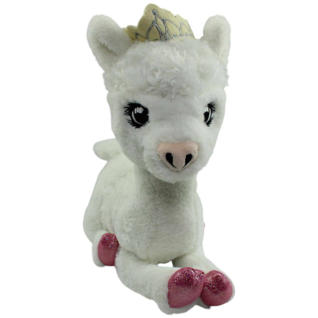 123000013849 Heunec Weißes Alpaka mit Krone, liegend Kuscheltier Kumpel Leo Gebraucht Lama