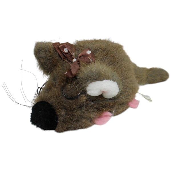 Maus mit Brille & Schleife, dunkelbraun