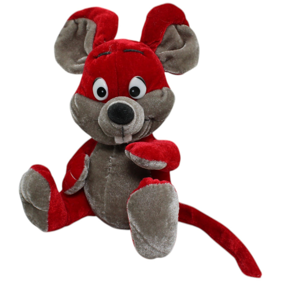 Sitzend Maus, rot-grau