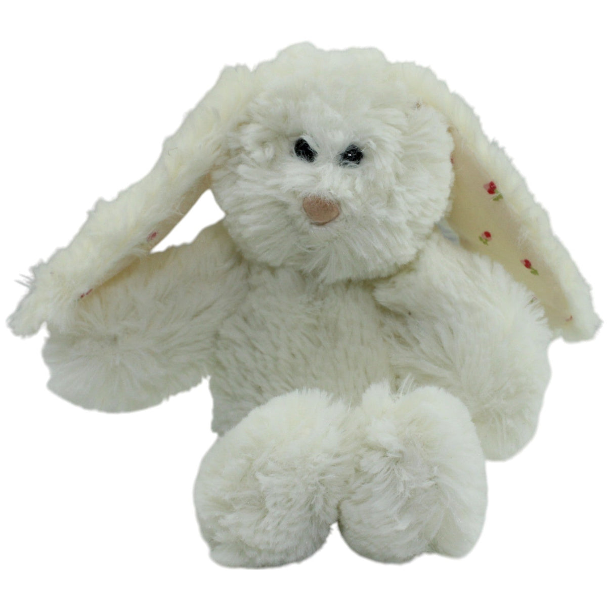 123000014019 Brauns - Heitmann Hase mit Blumenmuster, weiß Kuscheltier Kumpel Leo Gebraucht