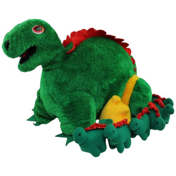 Mutter & Babys, grüner Dinosaurier mit 6 Babys
