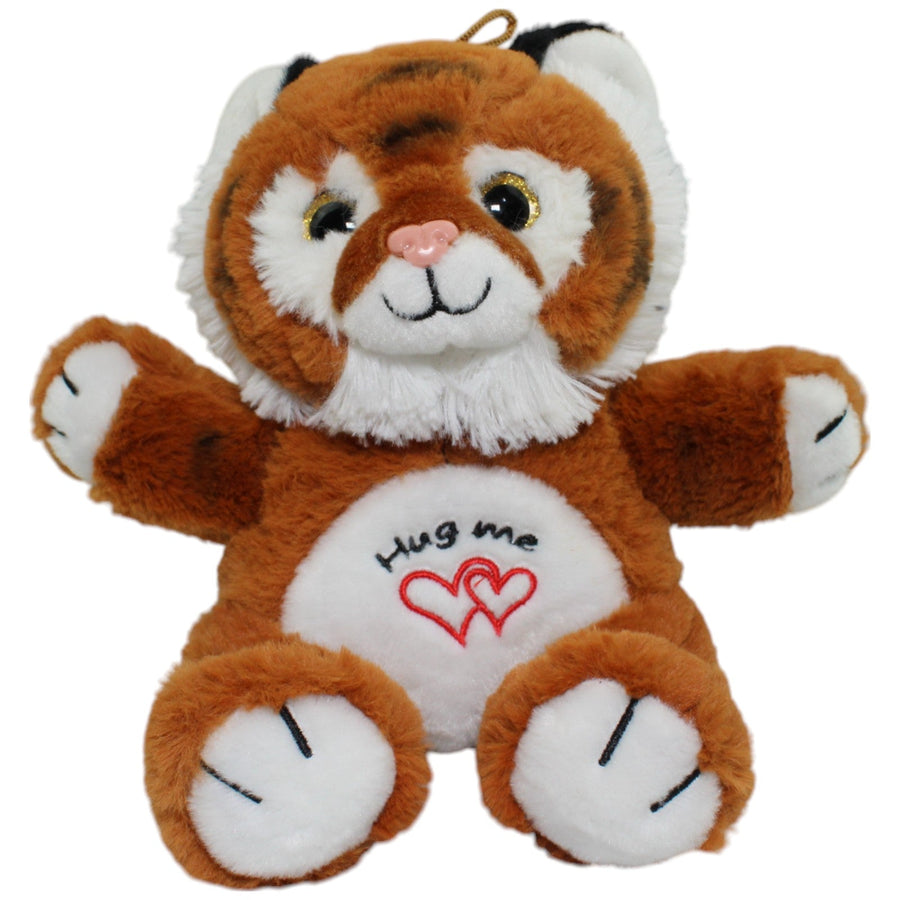 Süßer Tiger mit Glitzeraugen "Hug me", sitzend