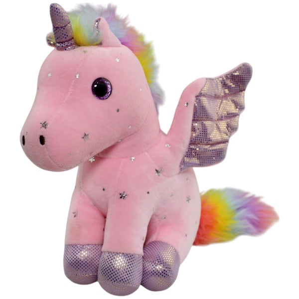 Rosa Alicorn mit Regenbogenmähne & Sternen