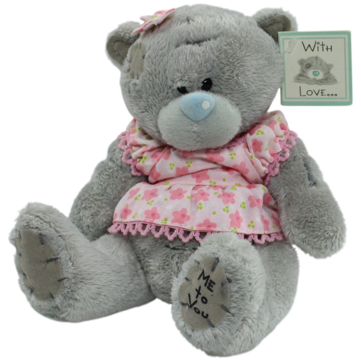 123000014326 Carte Blanche Me to You, grauer Teddy mit Blumenkleid Kuscheltier Kumpel Leo neu Teddy Teddybär