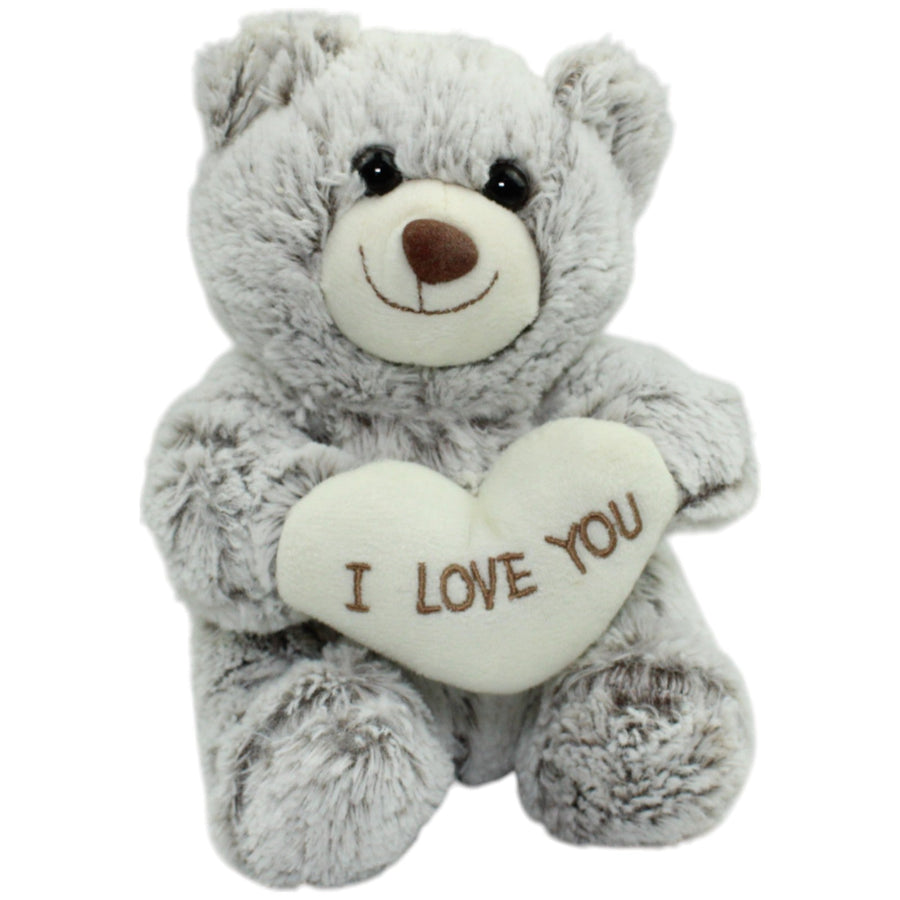 Woolies, grauer Teddybär mit Herz "I LOVE YOU"
