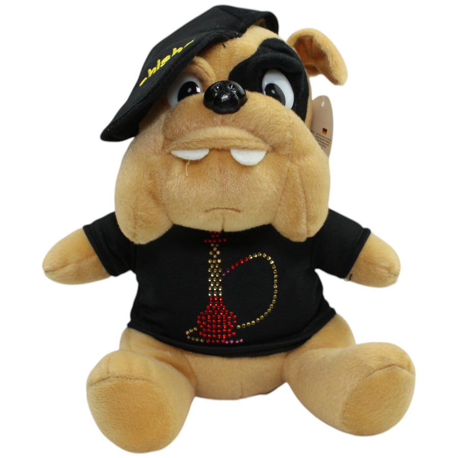 Bulldogge mit Shirt & Kappe "I ❤ shisha", sitzend