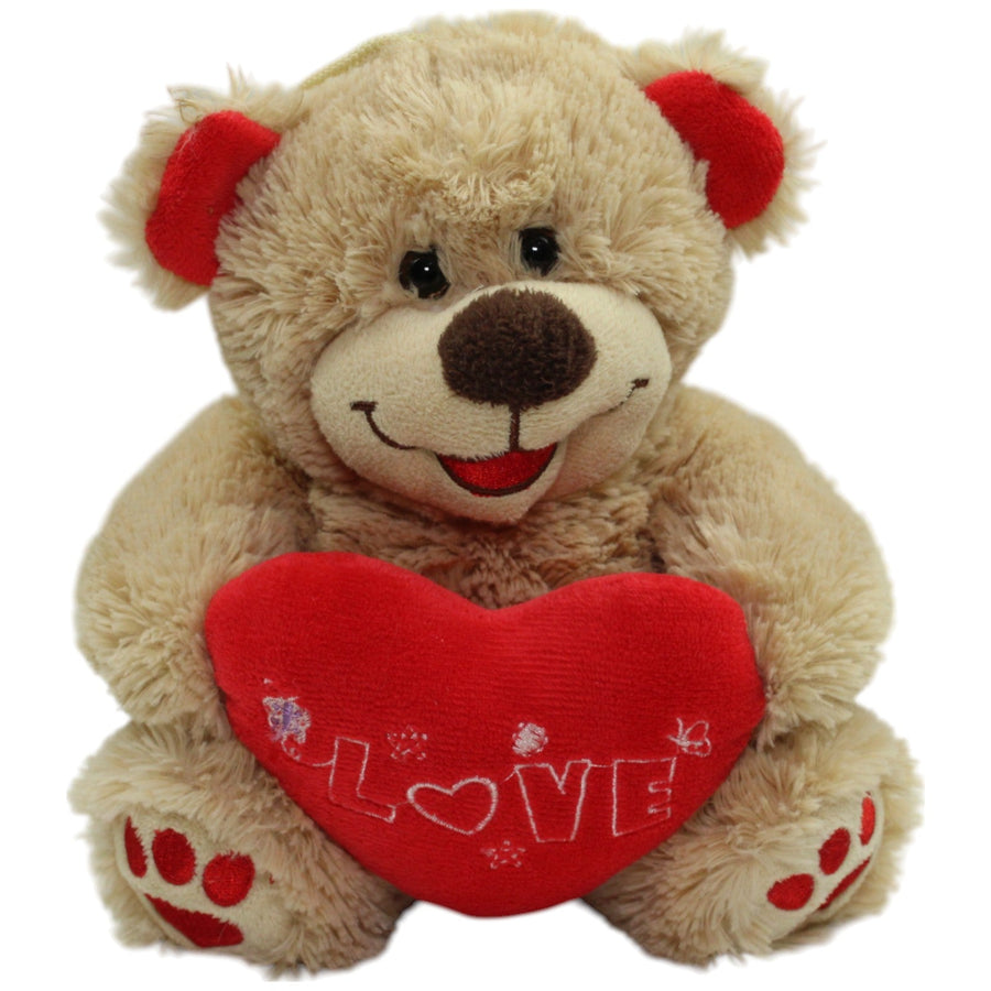 Beiger Teddybär mit Herz "LOVE"