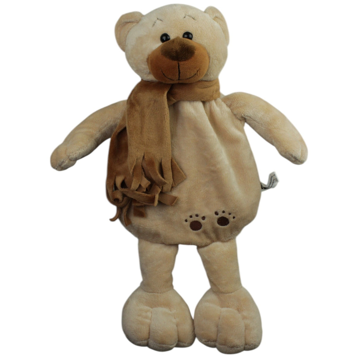 123000014911 Golf Toys Beiger Teddybär mit braunem Schal Greifling mit Rassel Kumpel Leo Gebraucht Teddy Teddybär