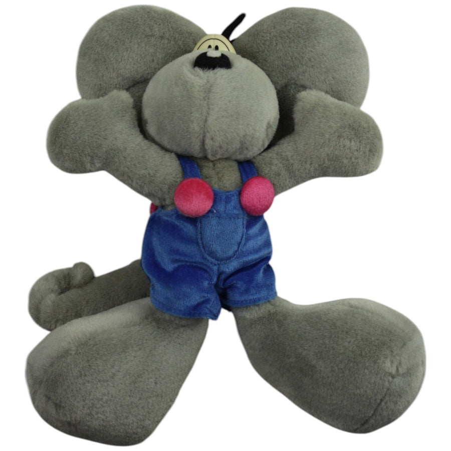 Graue Diddl-Maus in blauer Latzhose