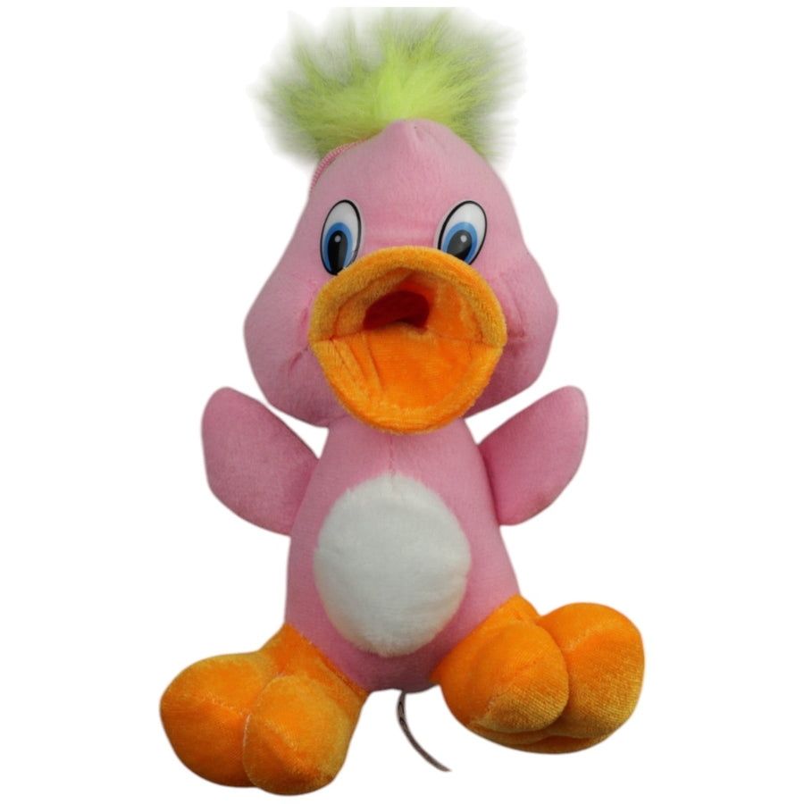 Pinke Ente mit gelben Haaren
