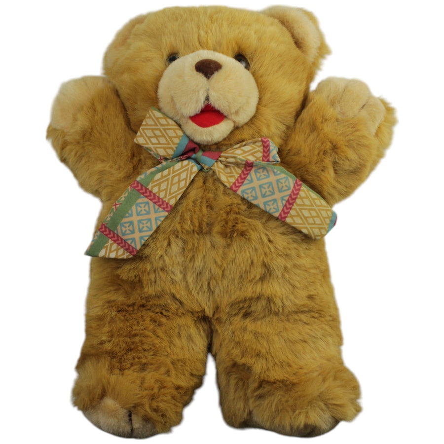 Großer Teddy mit bunter Schleife, hellbraun