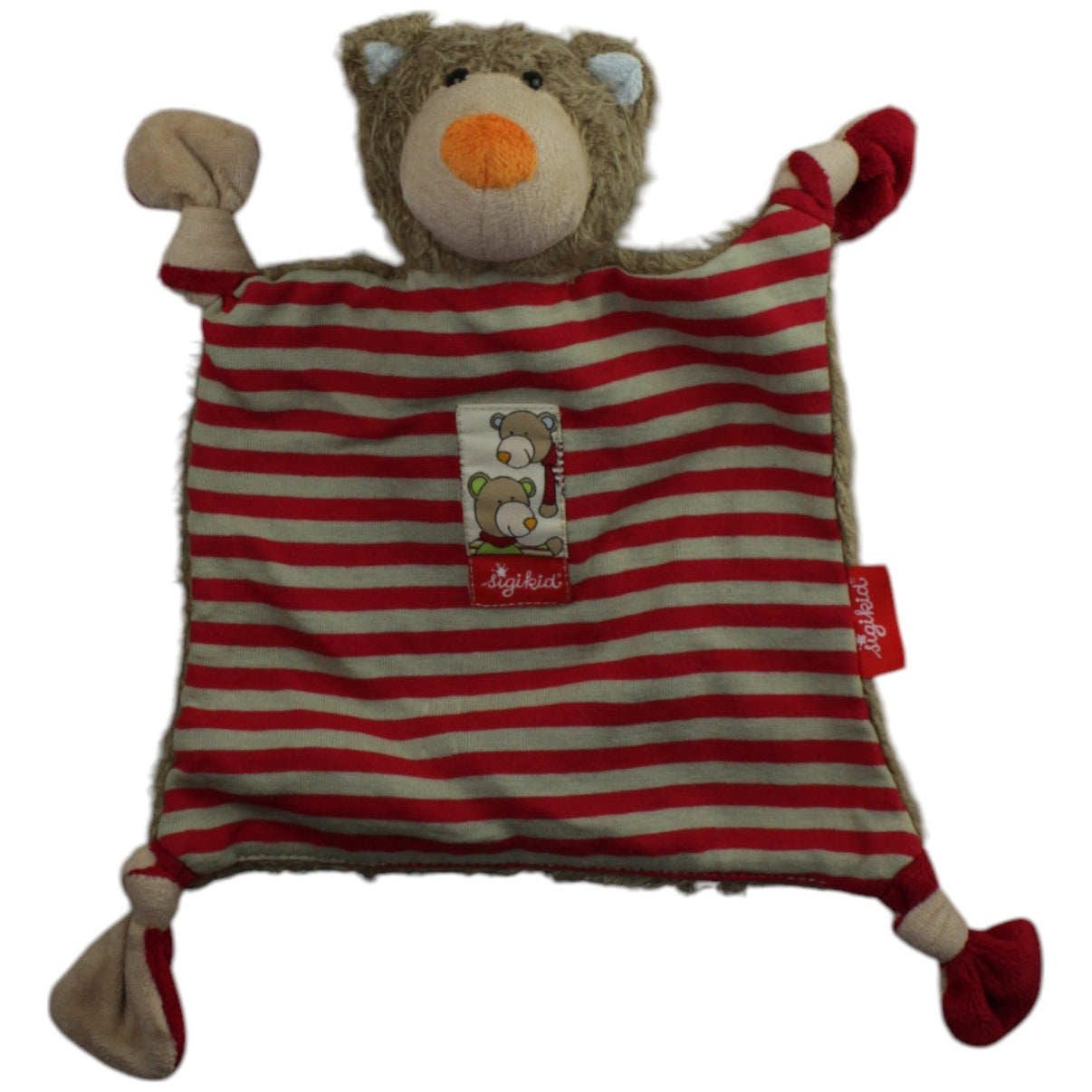 123000015391 Sigikid Bär Wild and Berry, rot - braun gestreift Schmusetuch Kumpel Leo Gebraucht Knuddeltuch Kuscheltuch