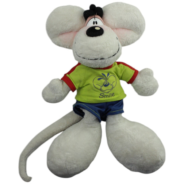 Weiße Diddl-Maus mit Hose & Shirt "Smile"