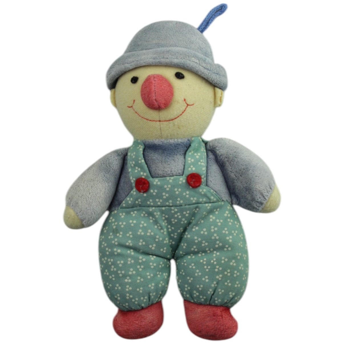123000015575 Sterntaler Süßer Clown mit grüner Latzhose Spielfigur mit Rassel Kumpel Leo _Vintage_ Gebraucht Vintage