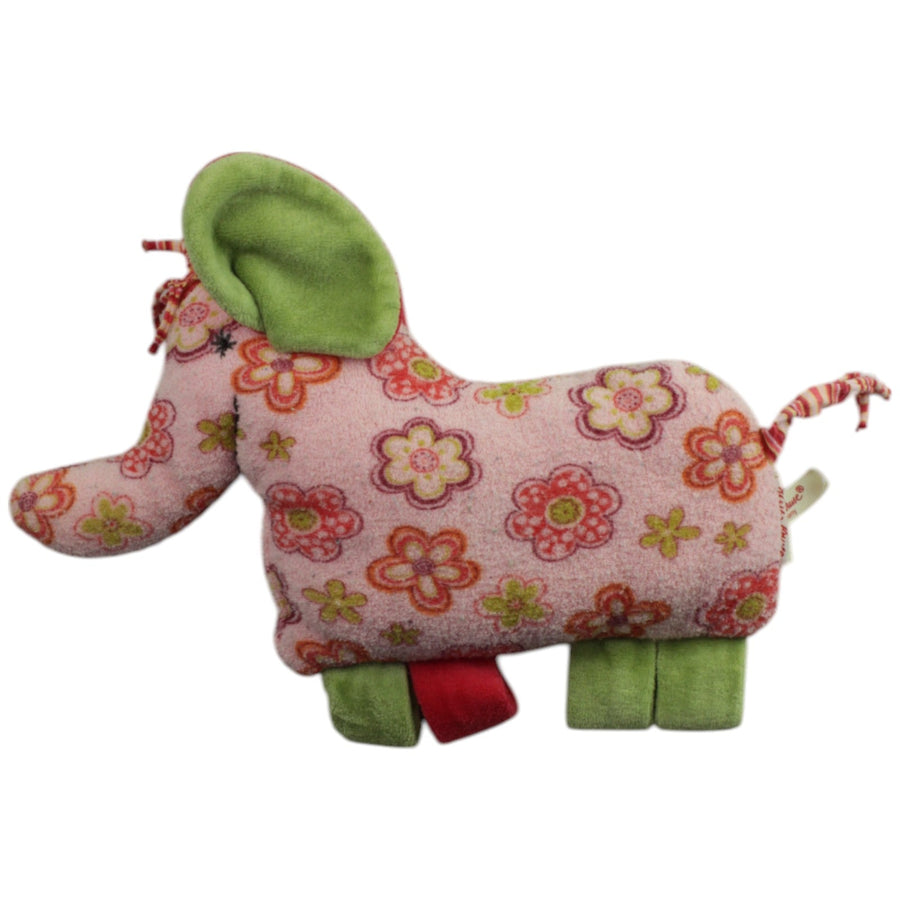 Rosa Elefant mit Blumenmuster & Rassel