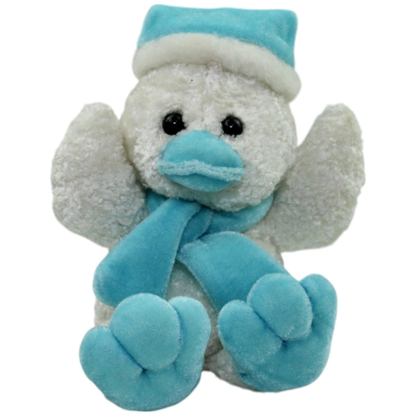Winterliche Ente mit Zipfelmütze, weiß