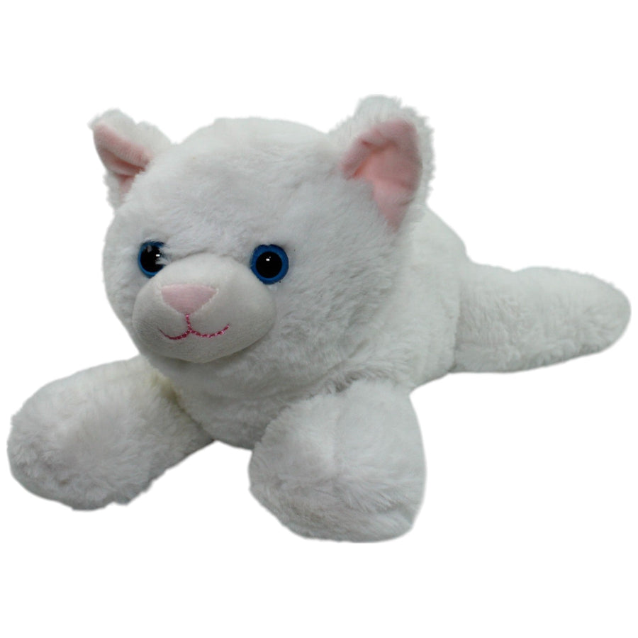 Süße weiße Katze mit rosa Schleife, groß