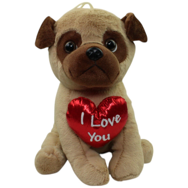 Süßer Mops mit Herz "I Love You", hellbraun