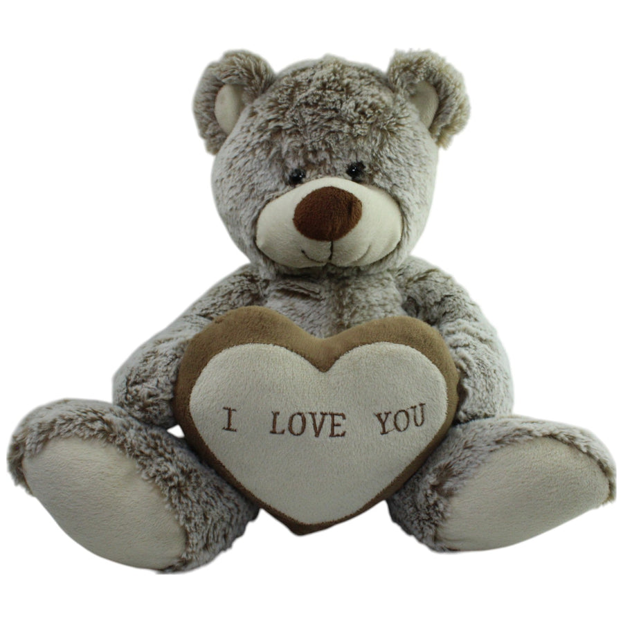 Kuschelfreund, grauer XL Teddy mit Herz "I LOVE YOU"