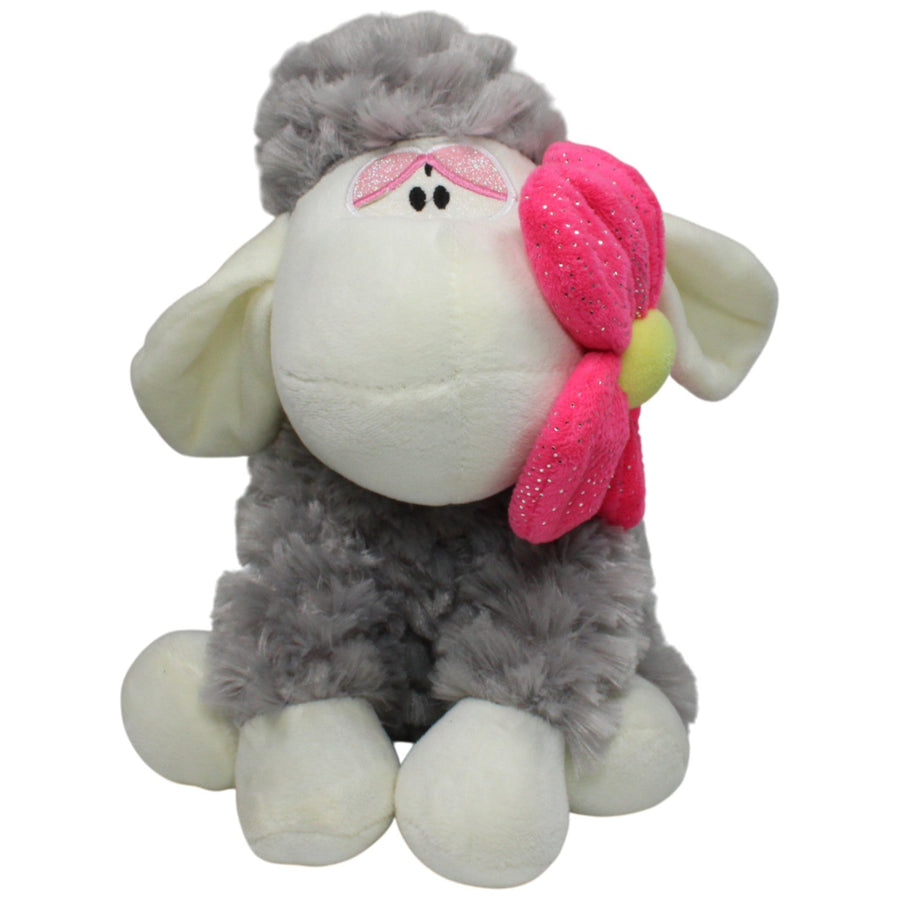 Flos Toys, sitzendes graues Schaf mit Blume im Mund