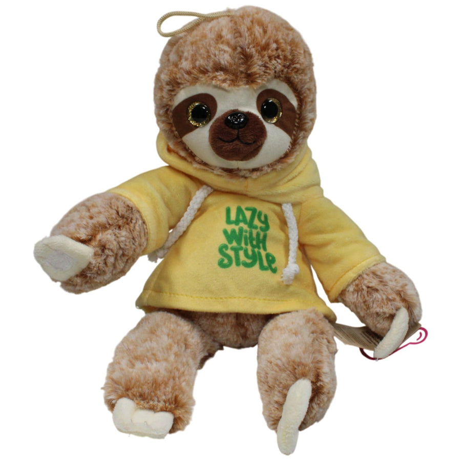 Braunes Faultier mit gelbem Hoodie "Lazy with Style"