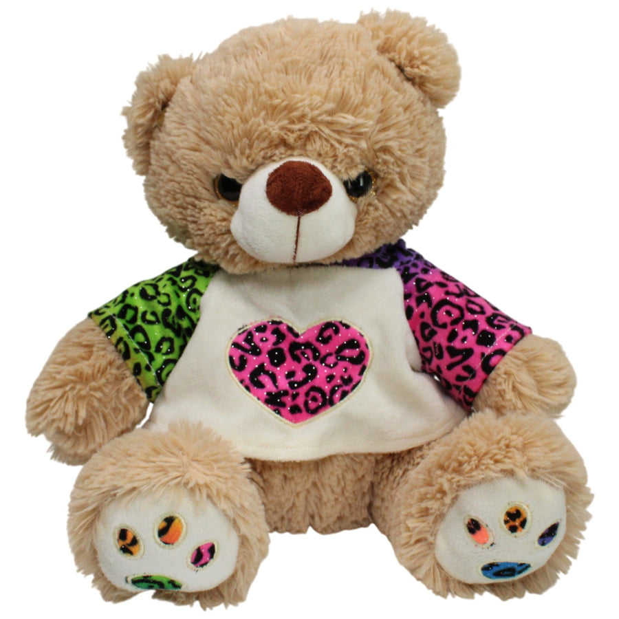 Flos Toys, beiger Teddy mit Leoparden-Pullover
