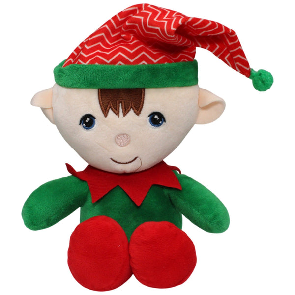 Weihnachtself mit Zipfelmütze, grün-rot