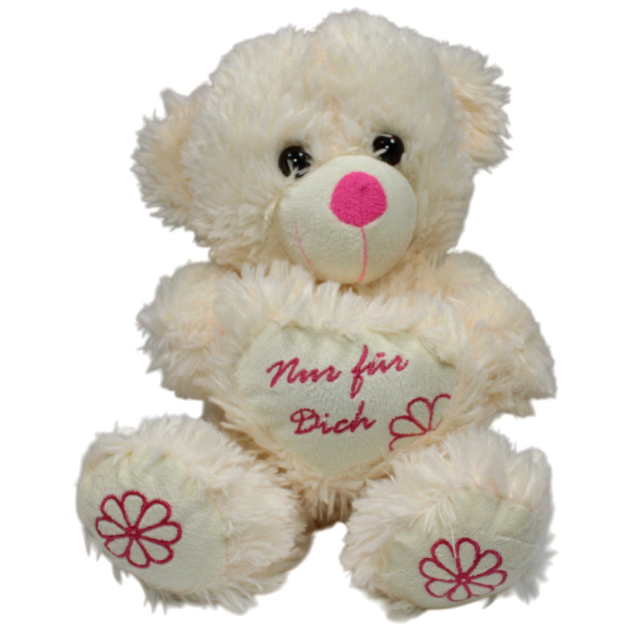 Großer zotteliger Teddybär mit Herz "Nur für Dich"