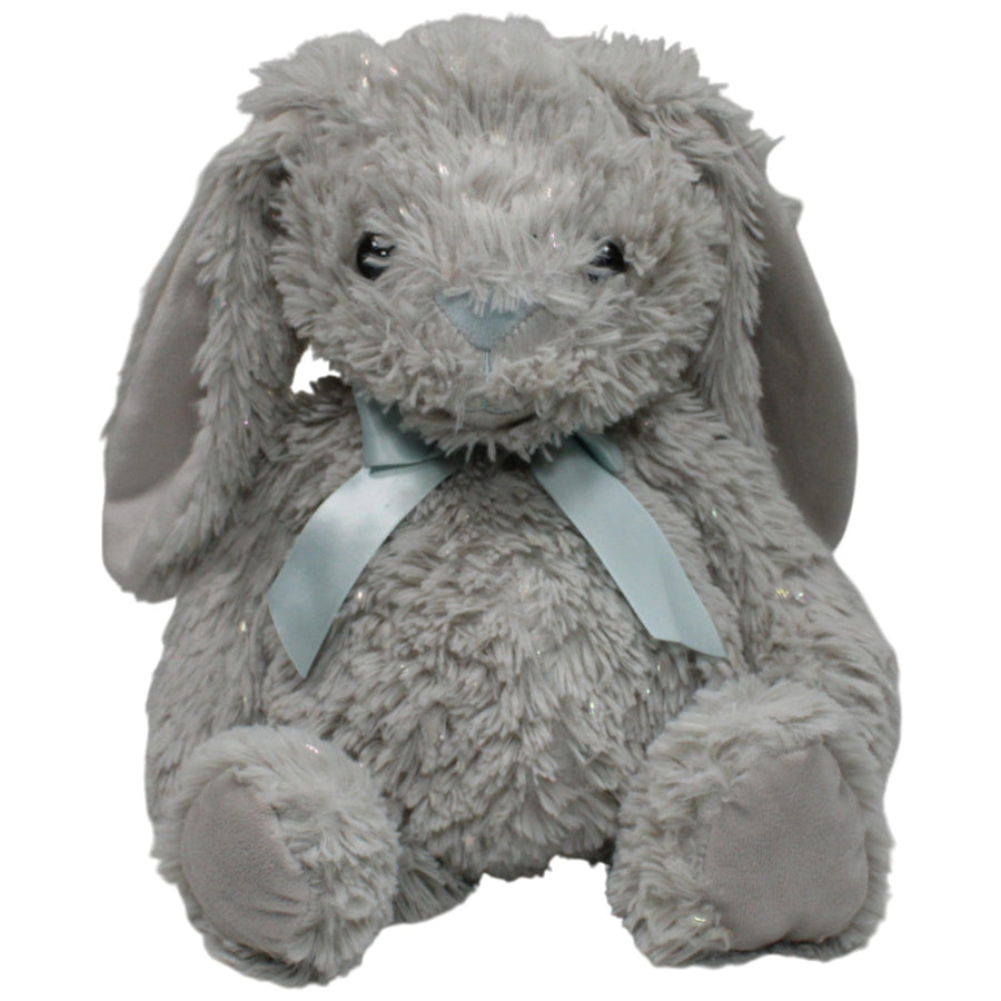 Grauer Hase mit Glitzer-Sternen und Schleife