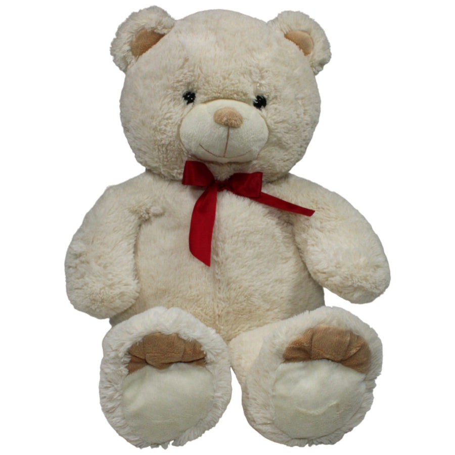 XXL Bär mit roter Schleife, beige