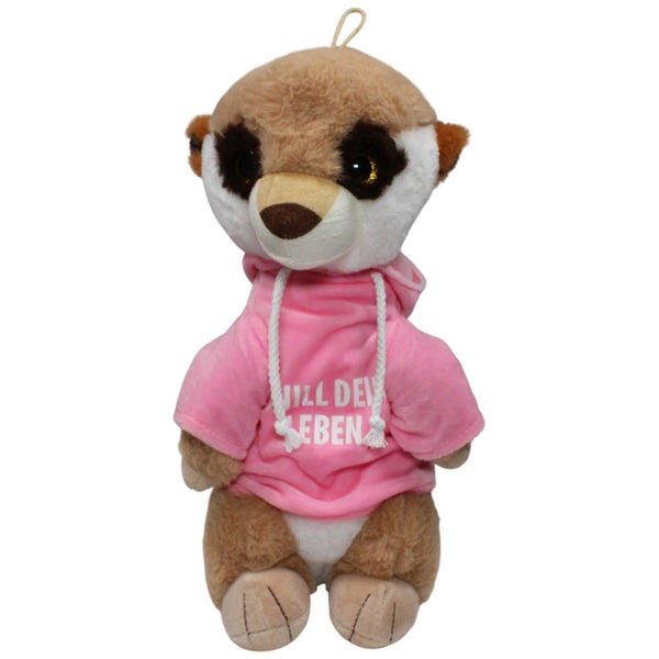 Flos Toys, Erdmännchen mit rosa Hoodie "CHILL DEIN LEBEN"