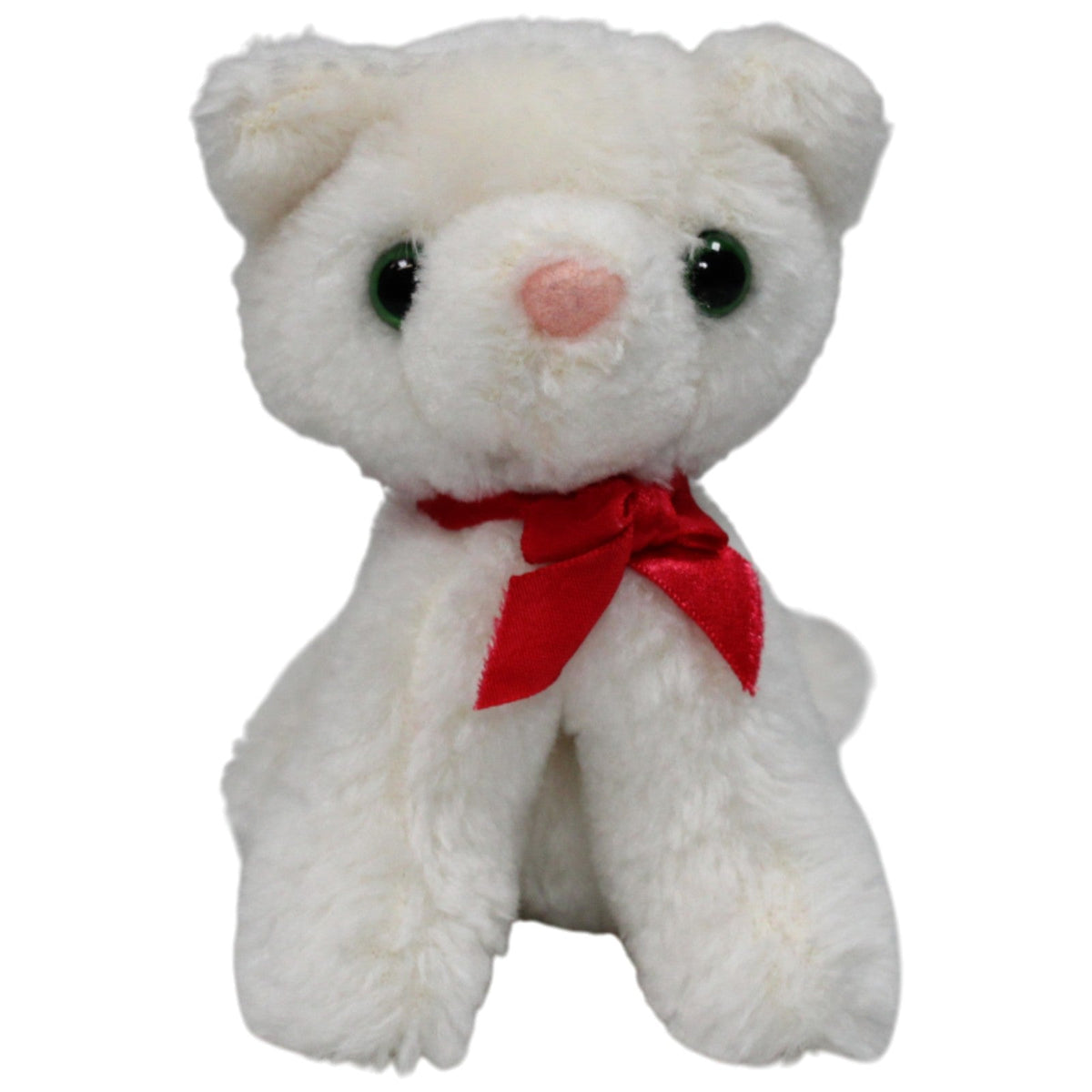 123000018203 Russ Berrie Kleine weiße Katze mit roter Schleife Kuscheltier Kumpel Leo 11cm ebay-stofftiere Gebraucht