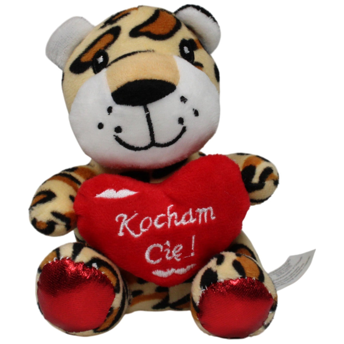 123000018223 GUCIO Süßer Leopard mit Herz "Kocham Cię" Kuscheltier Kumpel Leo 15cm Beige Braun