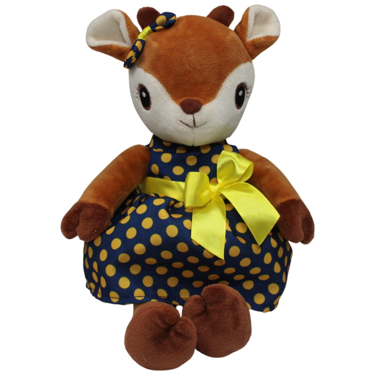 123000018346 JOINCO POLSKA Süßes Reh mit gepunktetem Kleid Kuscheltier Kumpel Leo 35cm Beige Blau