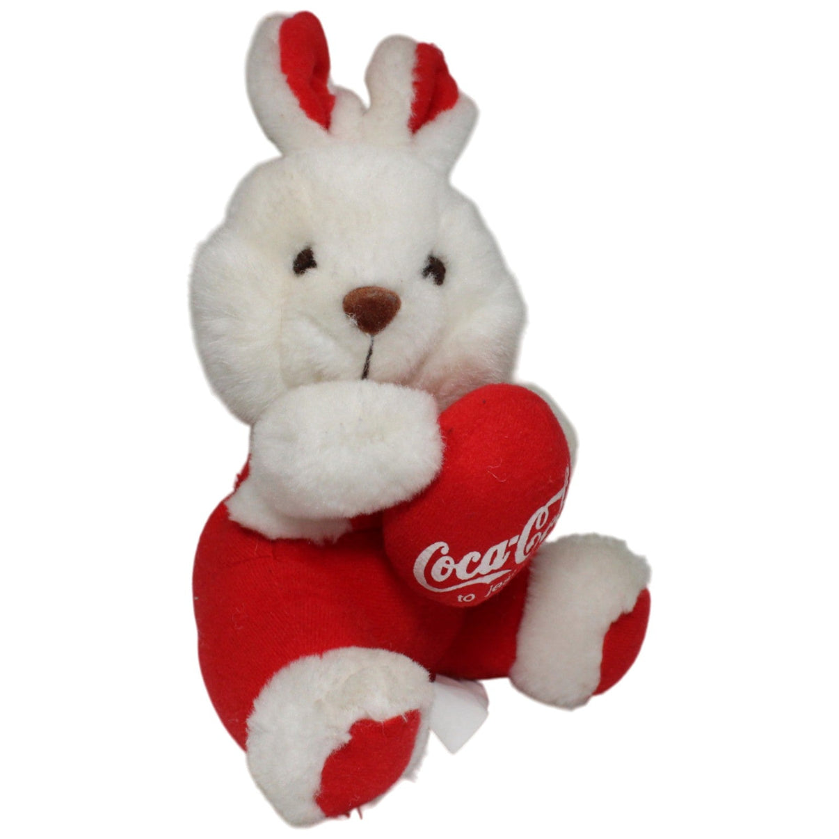 123000018457 Coca Cola Coca - Cola, sitzender weißer Hase mit Ei "to jest radość" Kuscheltier Kumpel Leo 20cm _GREEN WEEK_ ebay - stofftiere