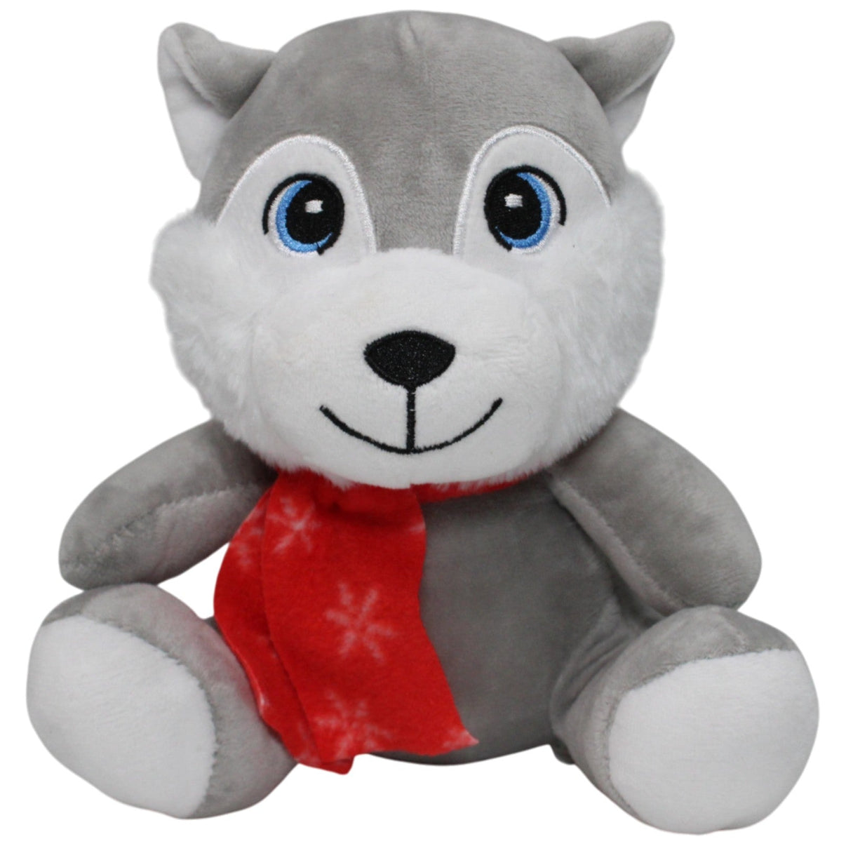 123000018504 Jutrzenka Dobre Miasto Grauer Wolf mit rotem Schal Kuscheltier Kumpel Leo 21cm _GREEN WEEK_ ebay - stofftiere