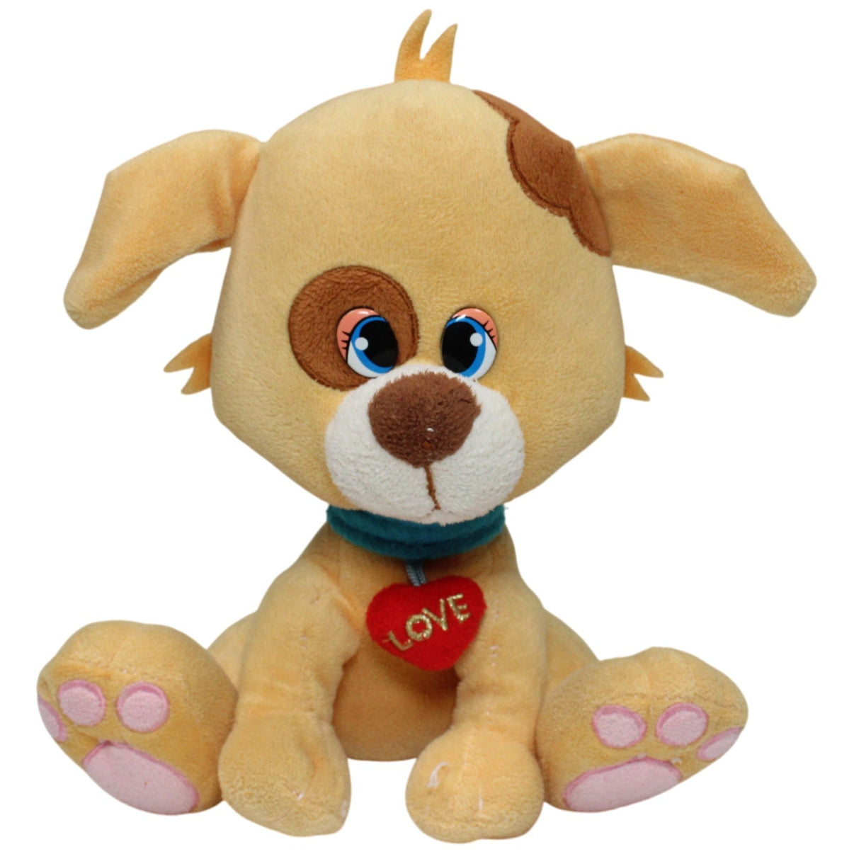 123000018547 Erfurth High Quality Toys te, sitzender Hund mit Herz Halsband "LOVE" Kuscheltier Kumpel Leo 23cm _GREEN WEEK_ Beige